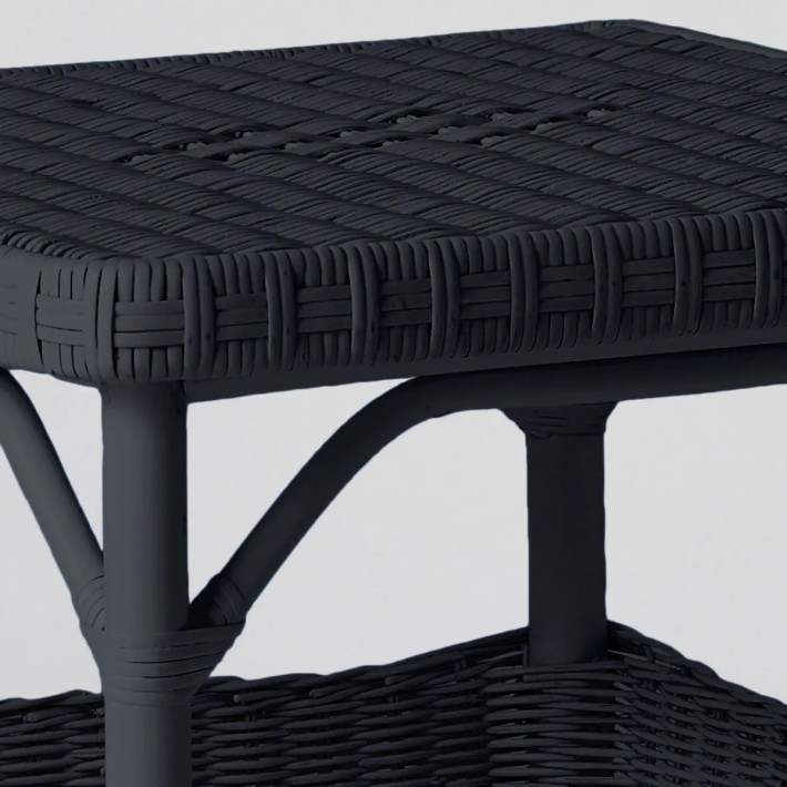 Square coffee table in Primavera-coloured lacquered rattan