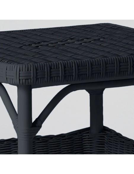 Square coffee table in Primavera-coloured lacquered rattan