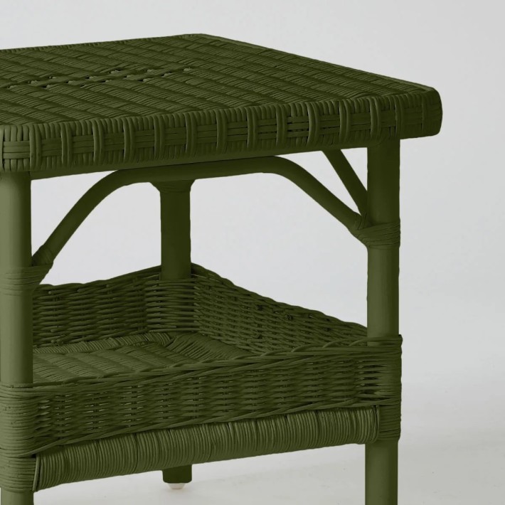 Square coffee table in Primavera-coloured lacquered rattan