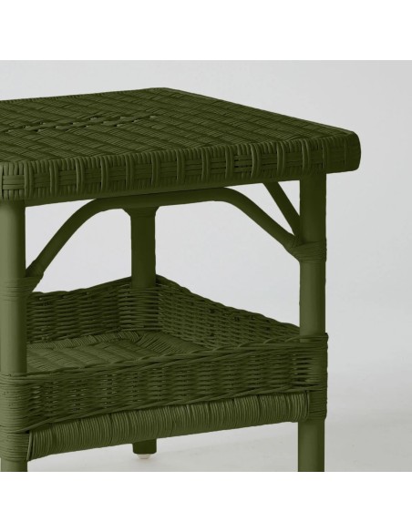 Square coffee table in Primavera-coloured lacquered rattan