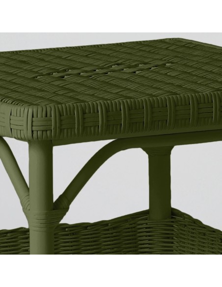 Square coffee table in Primavera-coloured lacquered rattan