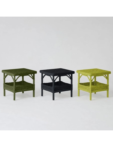 Table basse carrée en rotin laqué couleur Primavera