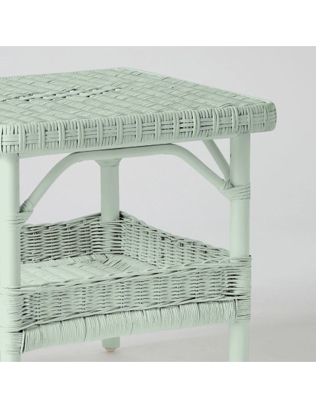 Square coffee table in Primavera-coloured lacquered rattan