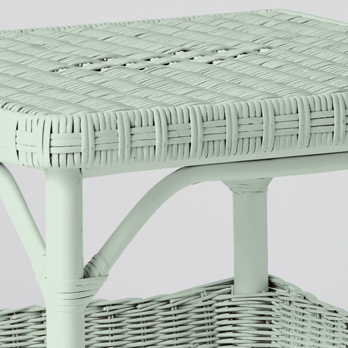 Square coffee table in Primavera-coloured lacquered rattan