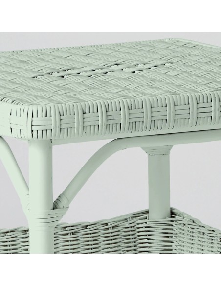 Square coffee table in Primavera-coloured lacquered rattan