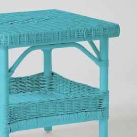 Square coffee table in azure blue lacquered rattan from the PRIMAVERA collection 2