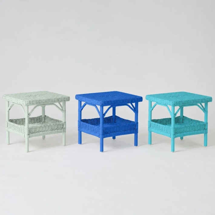 Table basse carrée en rotin laqué couleur Primavera