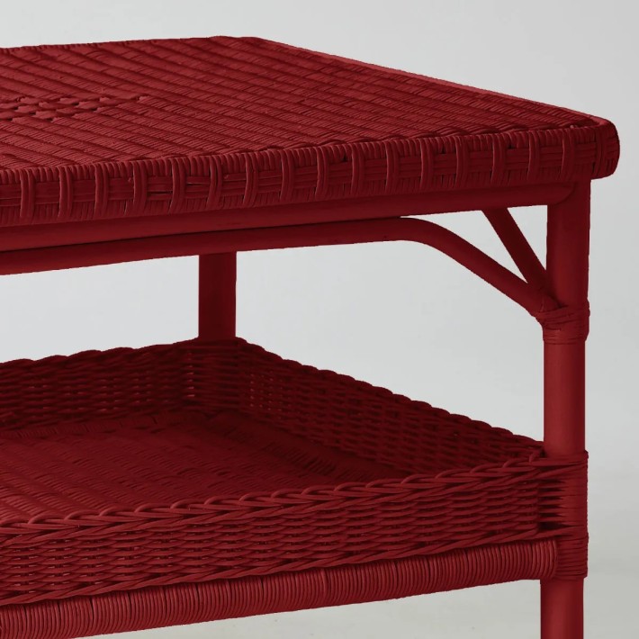 Rectangular coffee table in Primavera-coloured lacquered rattan