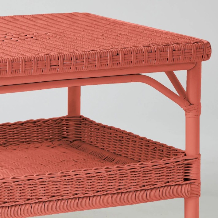 Rectangular coffee table in Primavera-coloured lacquered rattan