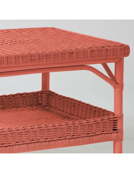 Rectangular coffee table in Primavera-coloured lacquered rattan