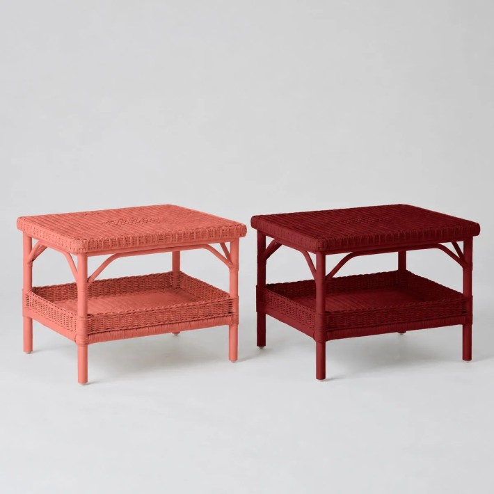 Rectangular coffee table in Primavera-coloured lacquered rattan