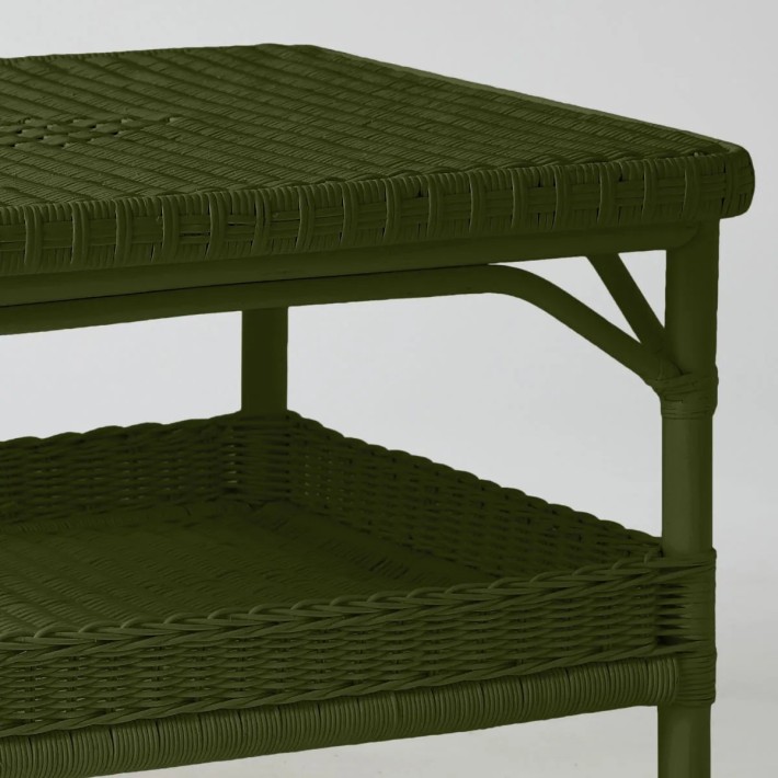 Rectangular coffee table in Primavera-coloured lacquered rattan