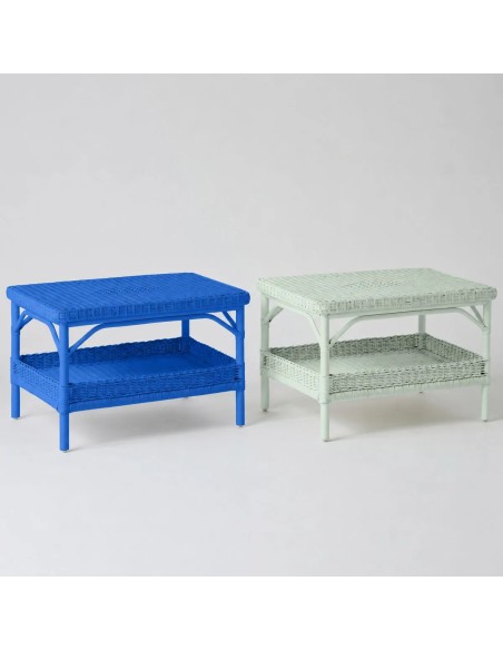 Rectangular coffee table in Primavera-coloured lacquered rattan