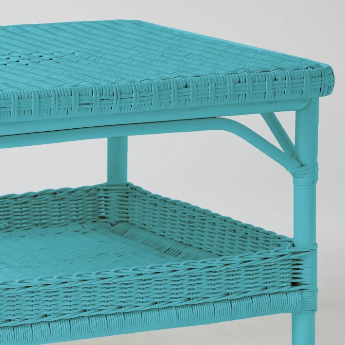 Rectangular coffee table in Primavera-coloured lacquered rattan
