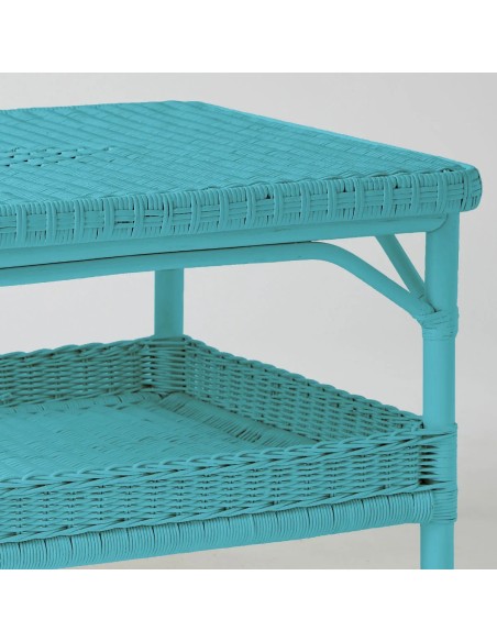 Rectangular coffee table in Primavera-coloured lacquered rattan