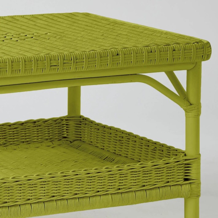 Rectangular coffee table in Primavera-coloured lacquered rattan
