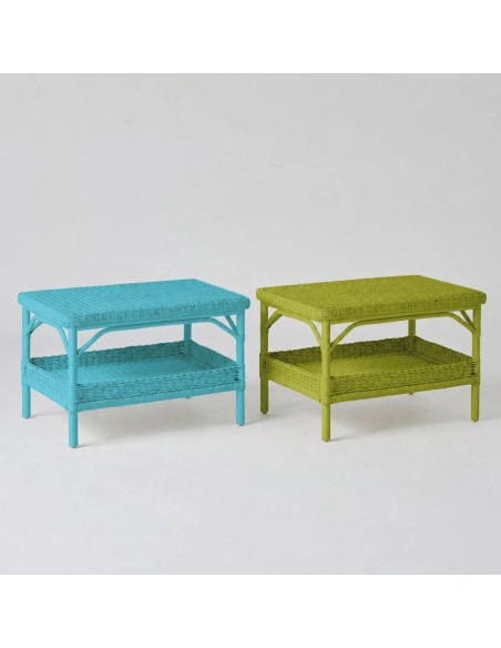 Rectangular coffee table in Primavera-coloured lacquered rattan