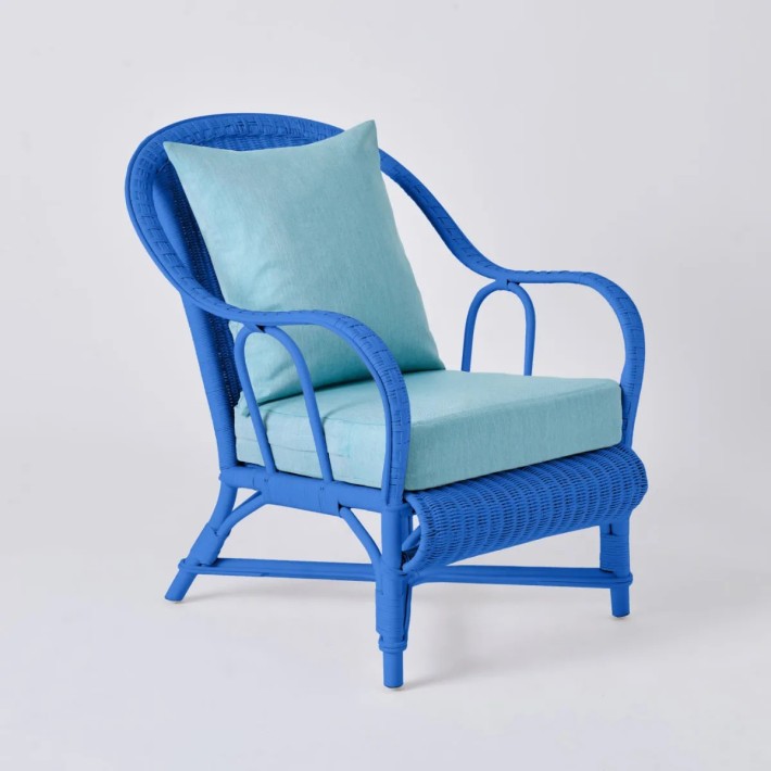 Primavera-coloured lacquered rattan armchair
