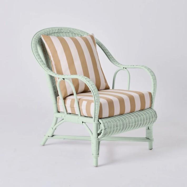 Primavera-coloured lacquered rattan armchair