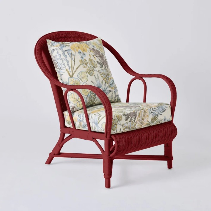 Primavera-coloured lacquered rattan armchair