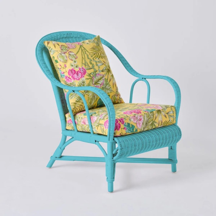 Primavera-coloured lacquered rattan armchair
