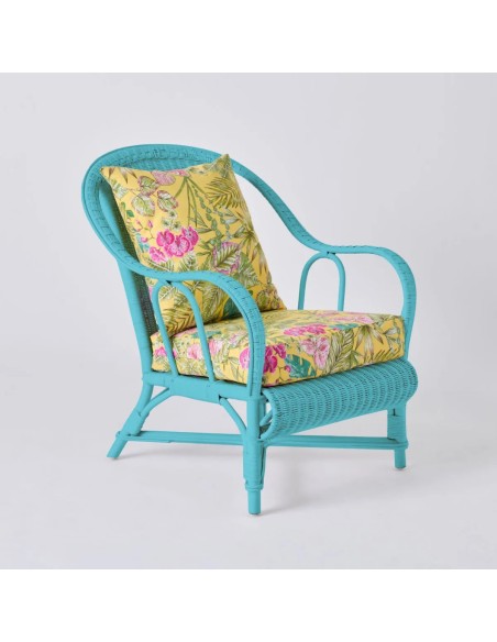 Primavera-coloured lacquered rattan armchair