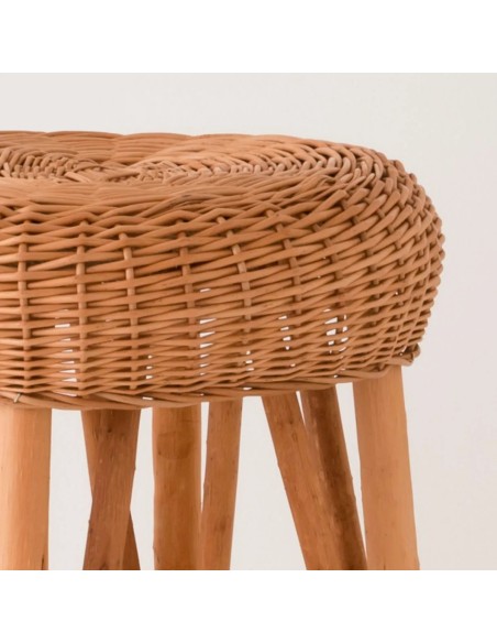 Détail tressage osier tabouret de bar
