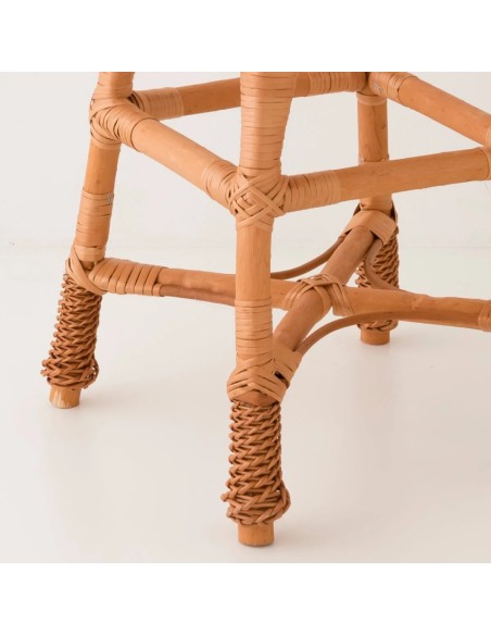Détail pied-ananas en osier tabouret de bar