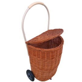 Panier à commissions à roulettes en osier