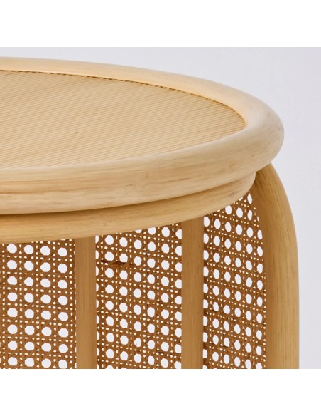 Zoom plateau en rotin chevet / table basse Tambourin chez Orchid Edition
