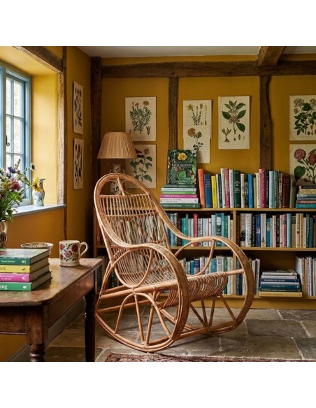 Brown wicker rocking chair