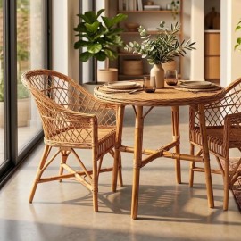 Table repas en osier diam 80 cm Mélanie 2