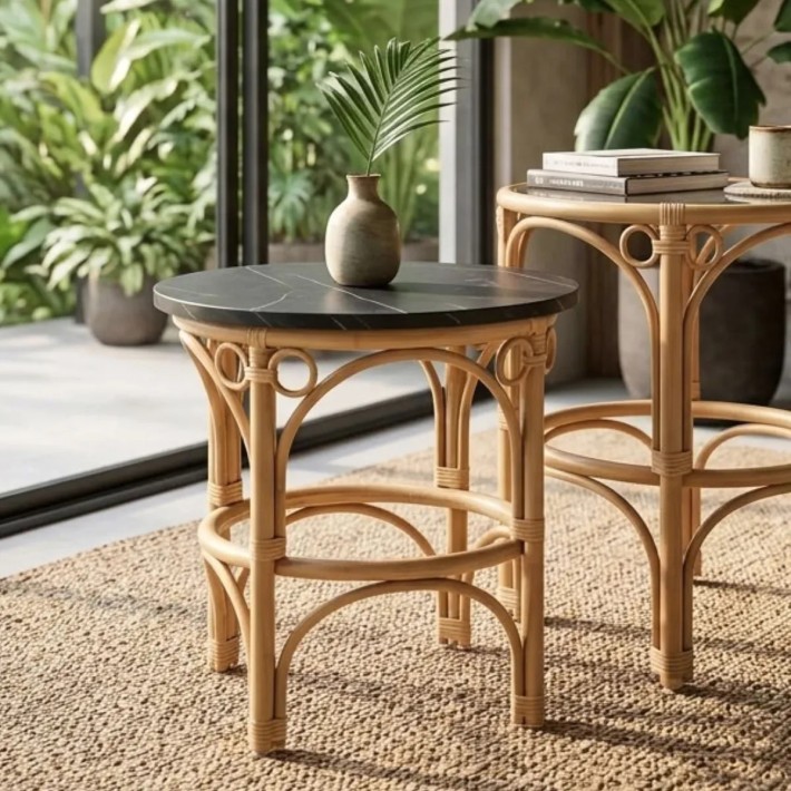 Ambiance coffee table from the GINGKO collection, black top