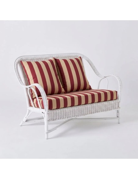 PRIMAVERA sofa in KOK fabric with burgundy stripes