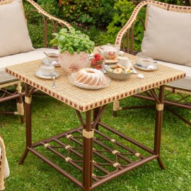 Rectangular garden coffee table from the Belle Epoque collection in woven resin 2