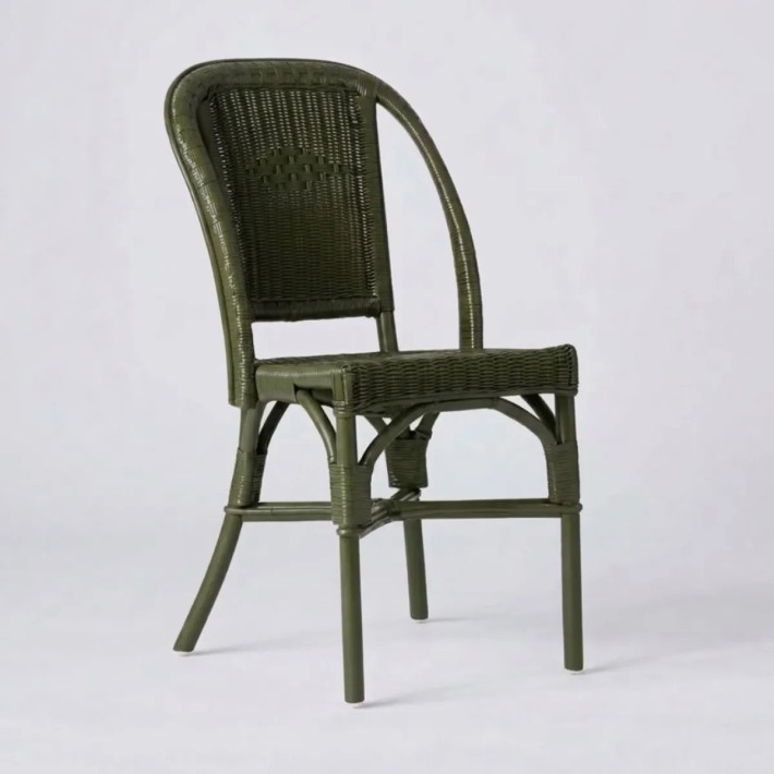 Rotin laqué vert bronze chaise collection PRIMAVERA