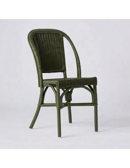 Rotin laqué vert bronze chaise collection PRIMAVERA