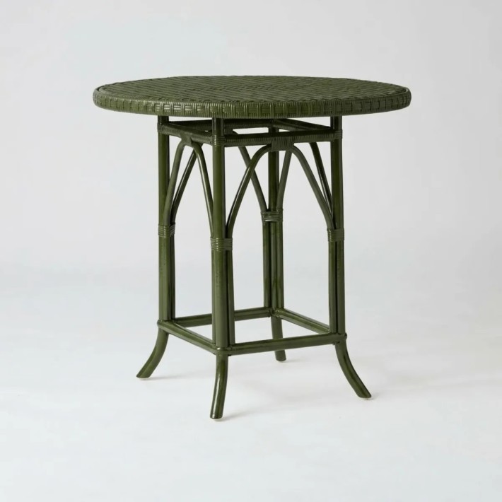Table de repas / guéridon rotin laqué vert bronze PRIMAVERA