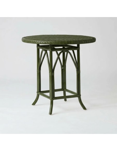 Table de repas / guéridon rotin laqué vert bronze PRIMAVERA