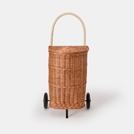 Wicker log basket on wheels 2