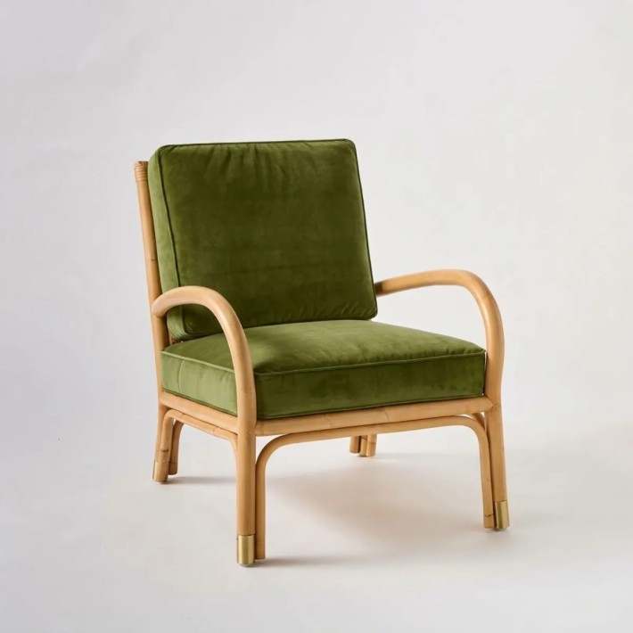Fauteuil en rotin RIVIERA tissu vert