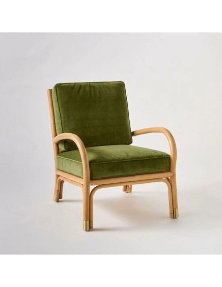 Fauteuil en rotin RIVIERA tissu vert