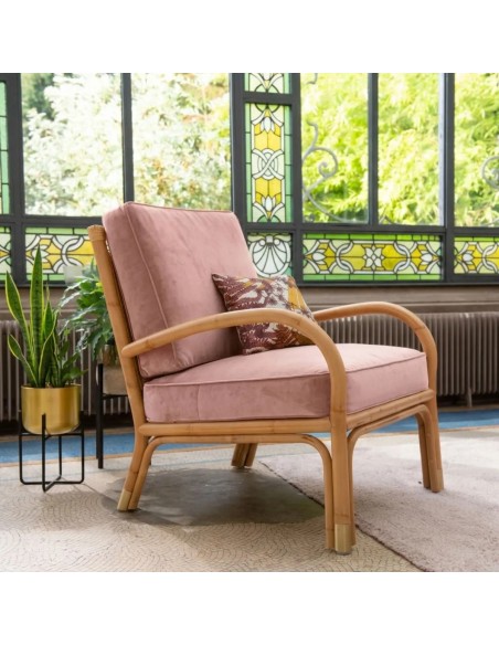 Ambiance fauteuil RIVIERA avec tissu velours rose