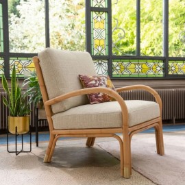 Fauteuil en rotin Riviera tissu de base chenille gris 2