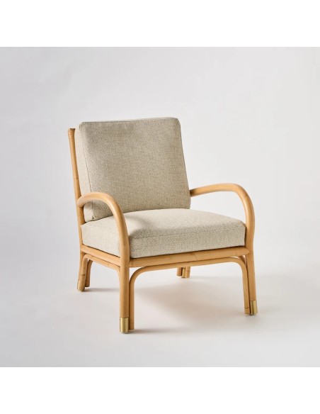 Fauteuil en rotin Riviera tissu de base chenille gris