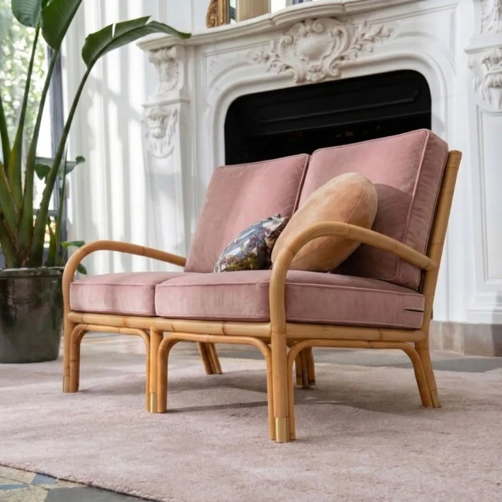 RIVIERA collection 2-seater sofa in pink velvet