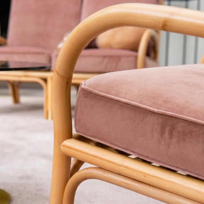 Zoom rattan and pink velvet cane, RIVIERA collection