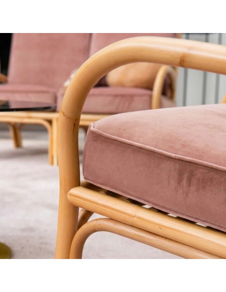 Zoom rattan and pink velvet cane, RIVIERA collection