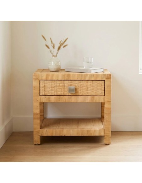 SAIGON bedside table in woven rattan