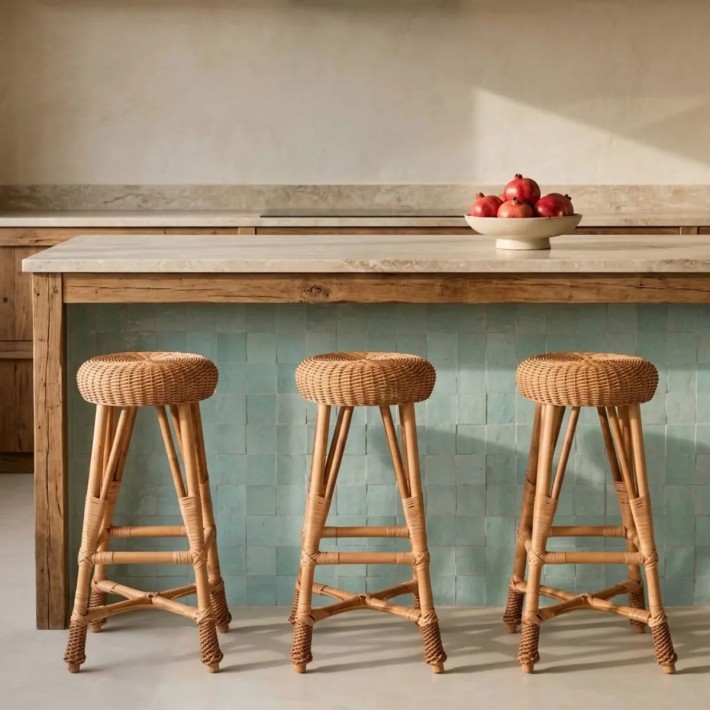 Ambiance tabouret de bar en osier brun